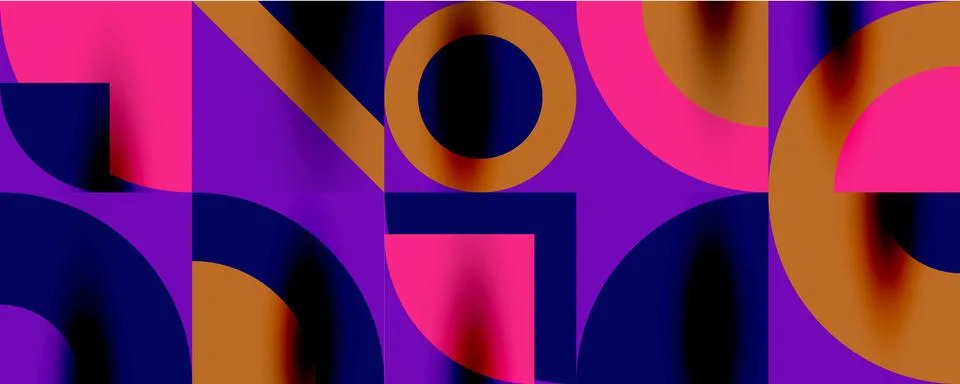 Neo memphis geometric pattern with circles, squares. Pop art abstract background Stock Illustration