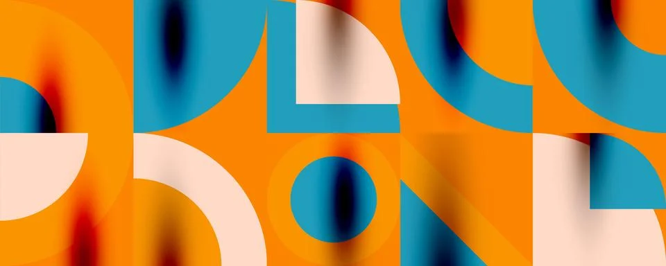 Neo memphis geometric pattern with circles, squares. Pop art abstract background Illustrazione stock