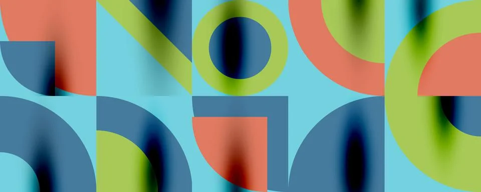 Neo memphis geometric pattern with circles, squares. Pop art abstract background Illustrazione stock