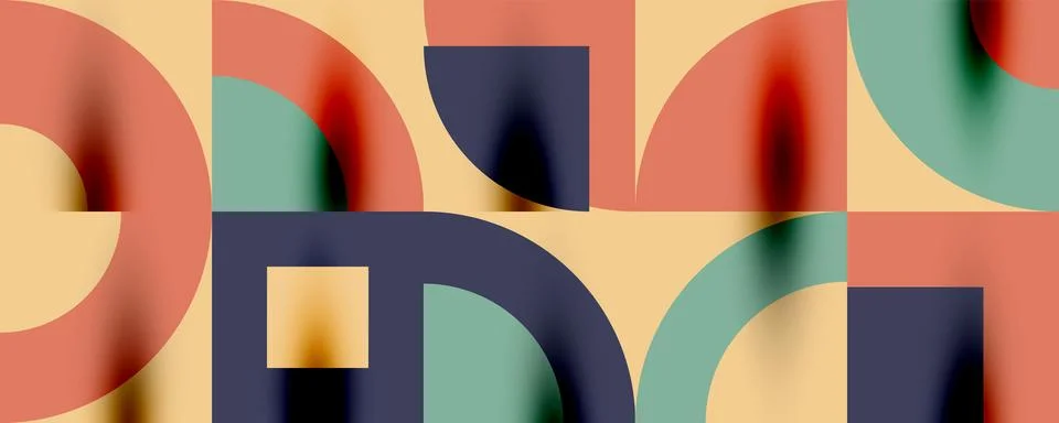Neo memphis geometric pattern with circles, squares. Pop art abstract background Stock Illustration