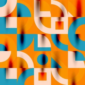 Neo memphis geometric pattern with circles, squares. Pop art abstract background 스톡 일러스트