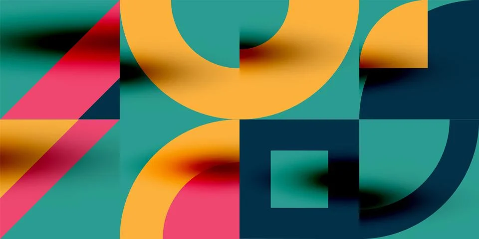Neo memphis geometric pattern with circles, squares. Pop art abstract background Stock Illustration