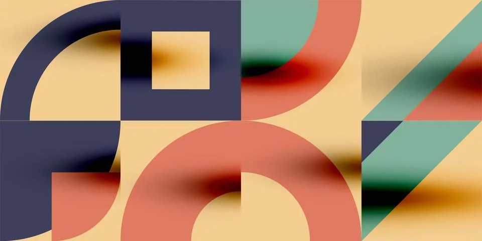 Neo memphis geometric pattern with circles, squares. Pop art abstract background Stock Illustration