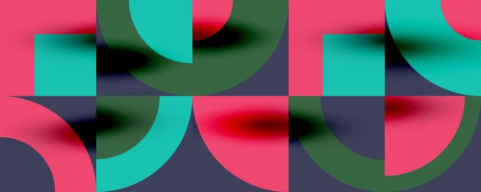 Neo memphis geometric pattern with circles, squares. Pop art abstract background 스톡 일러스트