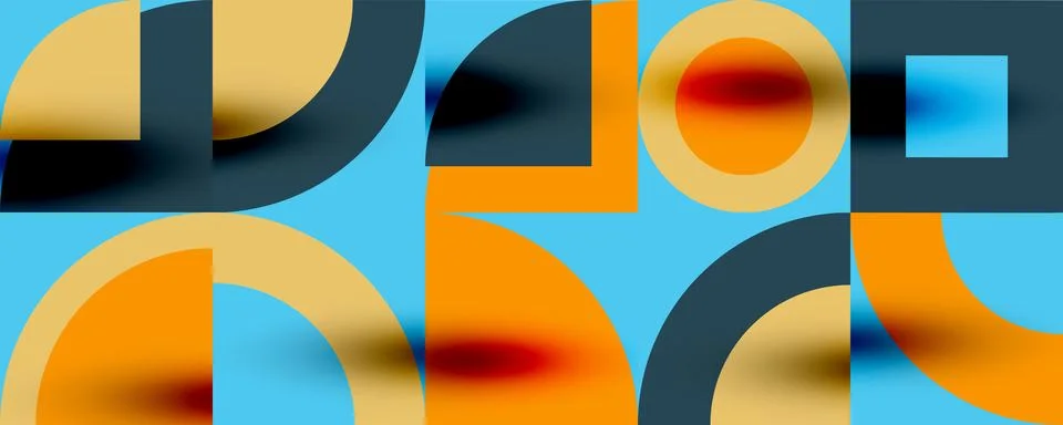 Neo memphis geometric pattern with circles, squares. Pop art abstract background Stock Illustration