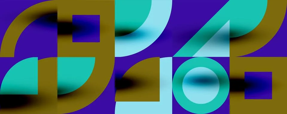 Neo memphis geometric pattern with circles, squares. Pop art abstract background Stockillustratie