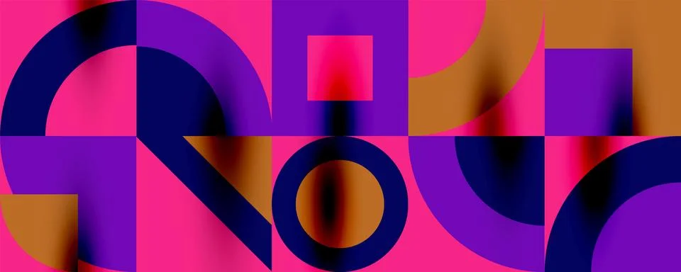 Neo memphis geometric pattern with circles, squares. Pop art abstract background Stock Illustration