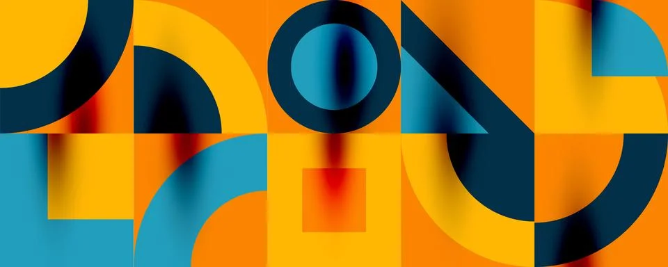 Neo memphis geometric pattern with circles, squares. Pop art abstract background Illustrazione stock