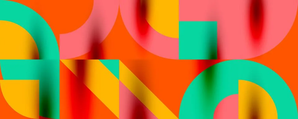 Neo memphis geometric pattern with circles, squares. Pop art abstract background Stock Illustration