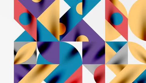 Neo memphis geometric pattern with circles, squares and lines. Pop art abstract イラスト素材