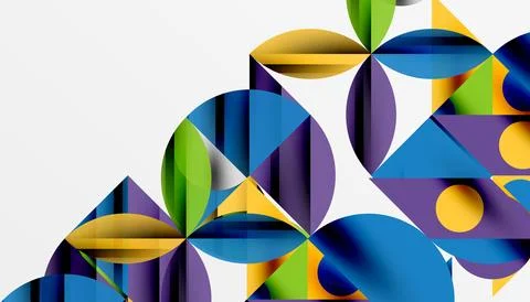 Neo memphis geometric pattern with circles, squares and lines. Pop art abstract 스톡 일러스트