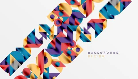 Neo memphis geometric pattern with circles, squares and lines. Pop art abstract Stock Illustration