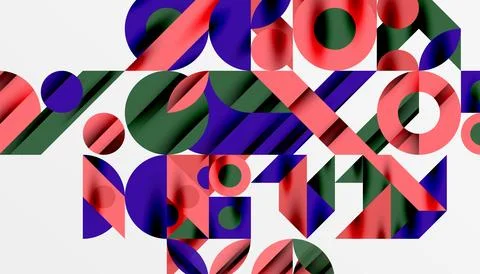 Neo memphis geometric pattern with circles, squares and lines. Pop art abstract Stock Illustration