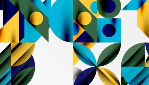 Neo memphis geometric pattern with circles, squares and lines. Pop art abstract Stock Illustration