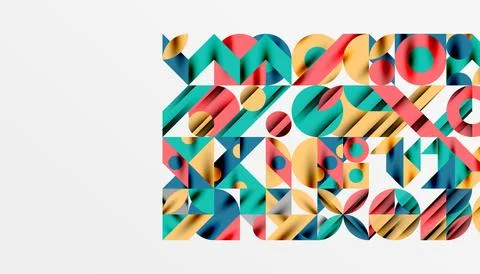 Neo memphis geometric pattern with circles, squares and lines. Pop art abstract Stock Illustration