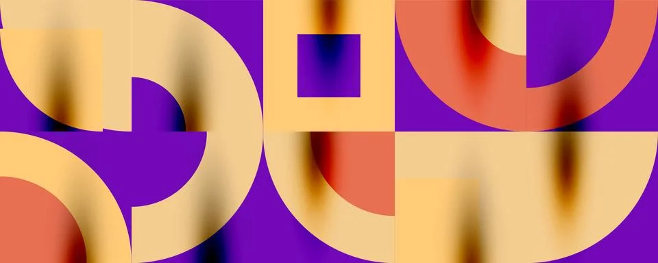 Neo memphis geometric pattern with circles, squares. Pop art abstract background Stock Illustration