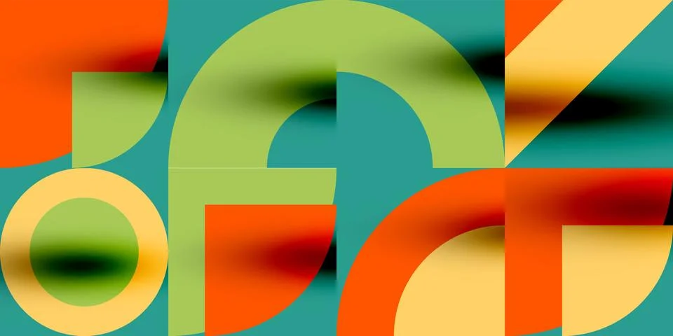 Neo memphis geometric pattern with circles, squares. Pop art abstract background Stock Illustration
