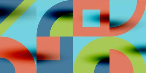 Neo memphis geometric pattern with circles, squares. Pop art abstract background Stock Illustration