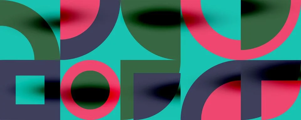 Neo memphis geometric pattern with circles, squares. Pop art abstract background イラスト素材