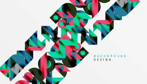 Neo memphis geometric pattern with circles, squares and lines. Pop art abstract Stock Illustration