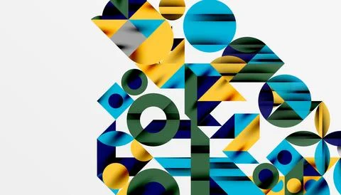 Neo memphis geometric pattern with circles, squares and lines. Pop art abstract Stock Illustration
