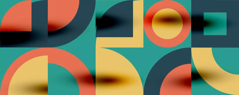 Neo memphis geometric pattern with circles, squares. Pop art abstract background Stock Illustration
