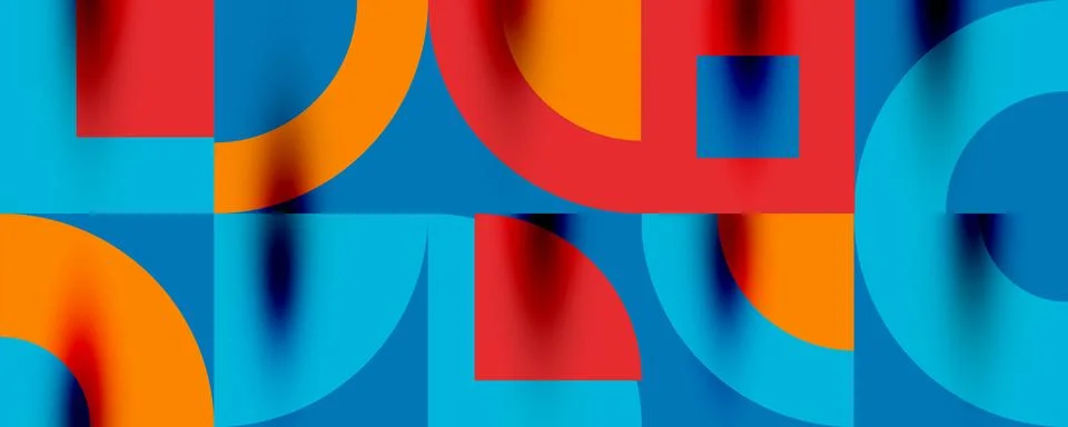 Neo memphis geometric pattern with circles, squares. Pop art abstract background Stock Illustration