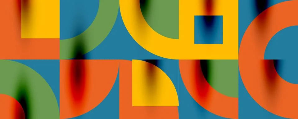 Neo memphis geometric pattern with circles, squares. Pop art abstract background Stock Illustration