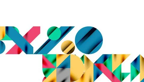 Neo memphis geometric pattern with circles, squares and lines. Pop art abstract Stock Illustration