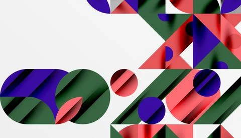 Neo memphis geometric pattern with circles, squares and lines. Pop art abstract Stock Illustration