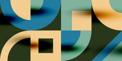 Neo memphis geometric pattern with circles, squares. Pop art abstract background Stock Illustration