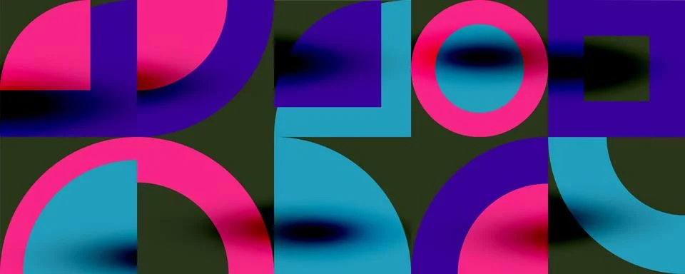 Neo memphis geometric pattern with circles, squares. Pop art abstract background Stock Illustration