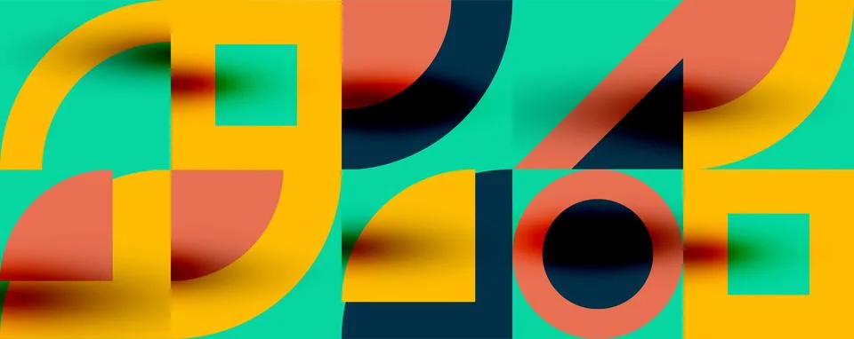 Neo memphis geometric pattern with circles, squares. Pop art abstract background Stock Illustration