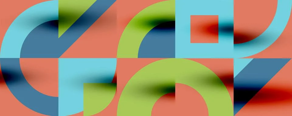 Neo memphis geometric pattern with circles, squares. Pop art abstract background Stock Illustration