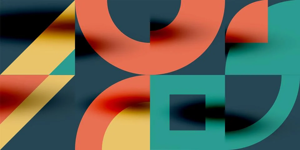 Neo memphis geometric pattern with circles, squares. Pop art abstract background イラスト素材