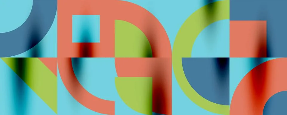 Neo memphis geometric pattern with circles, squares. Pop art abstract background Illustrazione stock