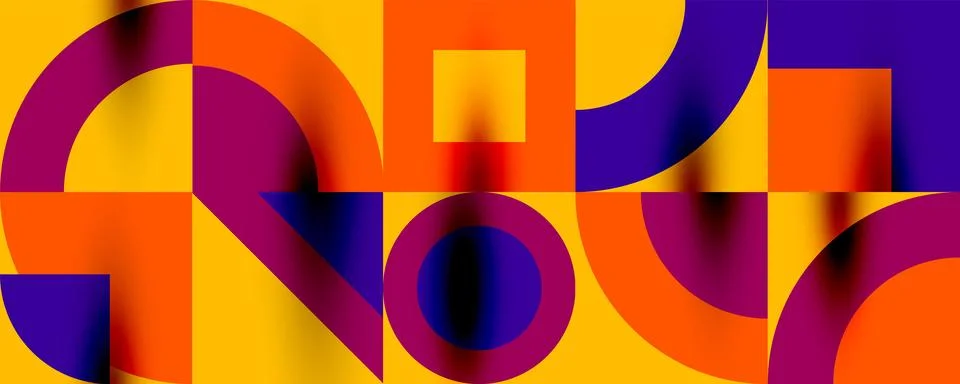 Neo memphis geometric pattern with circles, squares. Pop art abstract background Illustrazione stock