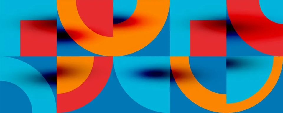 Neo memphis geometric pattern with circles, squares. Pop art abstract background Stockillustratie