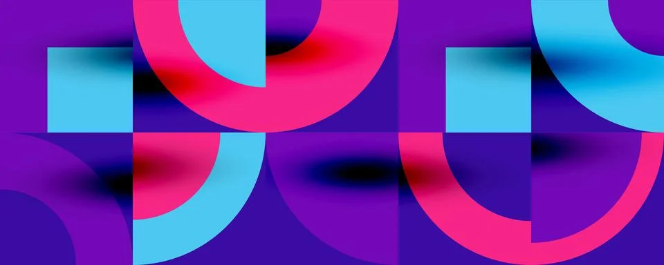 Neo memphis geometric pattern with circles, squares. Pop art abstract background 스톡 일러스트