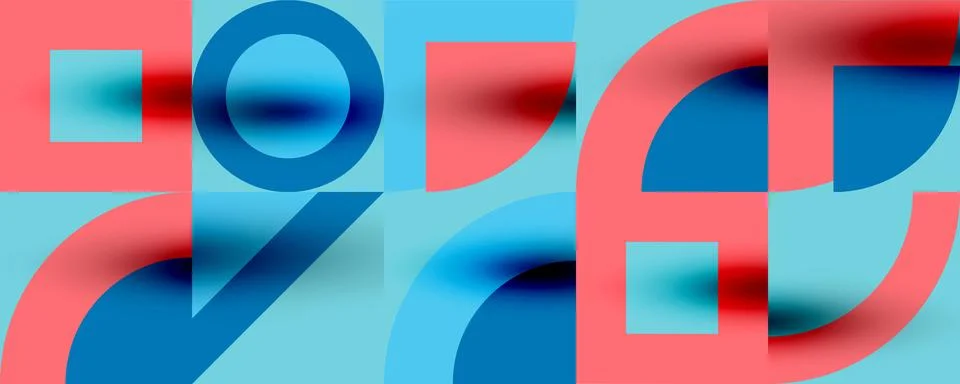 Neo memphis geometric pattern with circles, squares. Pop art abstract background Illustrazione stock