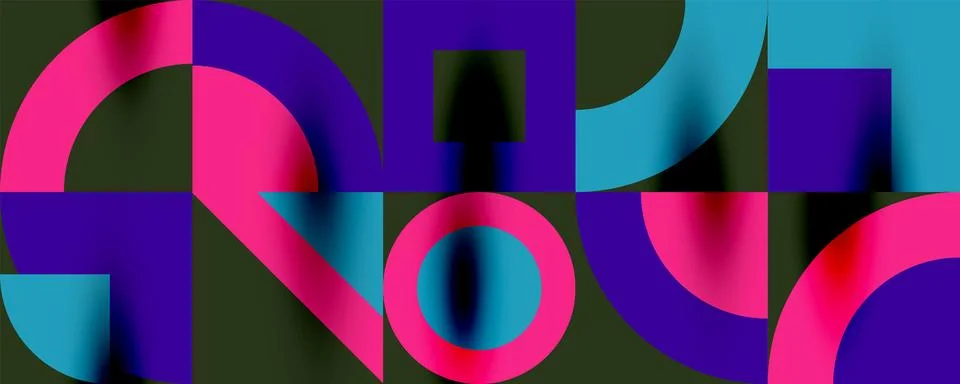Neo memphis geometric pattern with circles, squares. Pop art abstract background Illustrazione stock