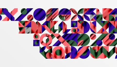 Neo memphis geometric pattern with circles, squares and lines. Pop art abstract Stock Illustration