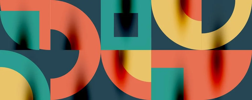 Neo memphis geometric pattern with circles, squares. Pop art abstract background Stock Illustration
