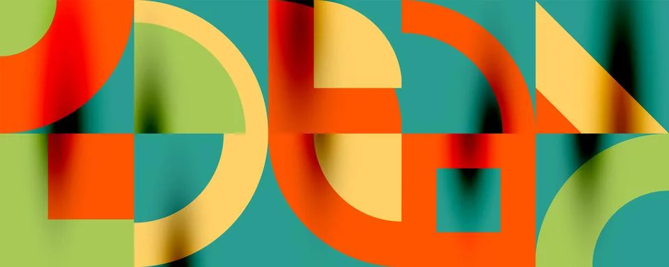 Neo memphis geometric pattern with circles, squares. Pop art abstract background Stock Illustration