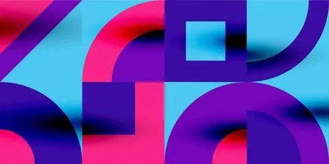 Neo memphis geometric pattern with circles, squares. Pop art abstract background 스톡 일러스트