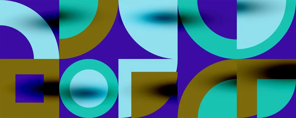 Neo memphis geometric pattern with circles, squares. Pop art abstract background Stock Illustration