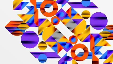 Neo memphis geometric pattern with circles, squares and lines. Pop art abstract Illustrazione stock