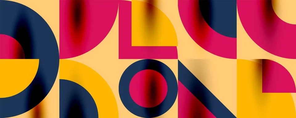 Neo memphis geometric pattern with circles, squares. Pop art abstract background Illustrazione stock