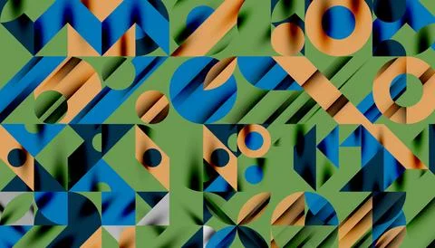 Neo memphis geometric pattern with circles, squares and lines. Pop art abstract Stock Illustration