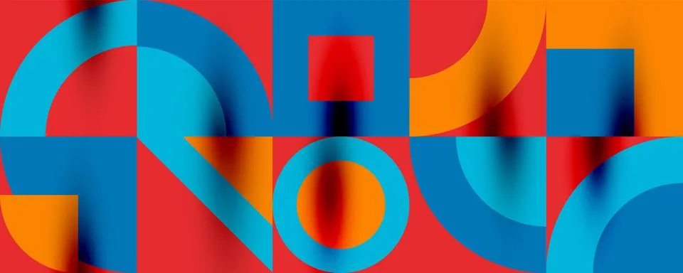 Neo memphis geometric pattern with circles, squares. Pop art abstract background Stock Illustration
